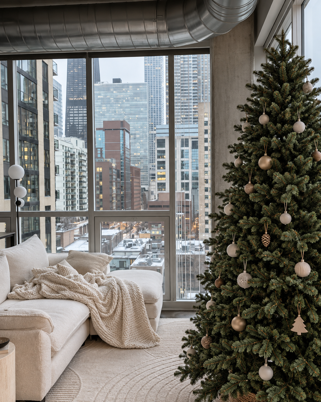 Christmas tree in a New York City living room
